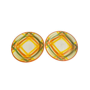 Vintage Vernon Kilns Homespun 7.5 in Salad Plates Cheerful MCM Western USA Lot 2